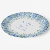 Floral Wedding Blue Hydrangeas Waterverf Papieren Bordje (Gekanteld)