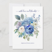 Floral Wedding Blue White Waterverf Bedankkaart (Voorkant)