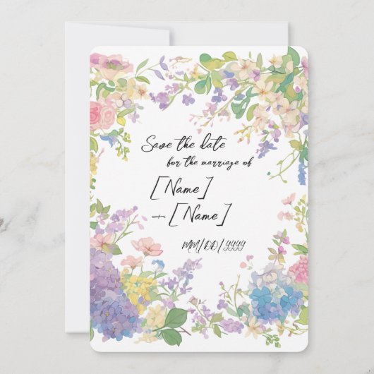 Floral Wedding Border Afbeelding Save The Date (Achterkant)