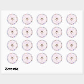 Floral Wedding Cake Pattern Bakery Classic Round Ronde Sticker (Vel)
