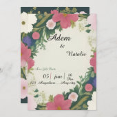 Floral wedding card kaart (Voorkant / Achterkant)