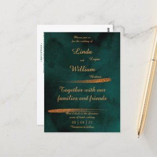Floral Wedding Deep Zee Donkergroene Waterverf Briefkaart