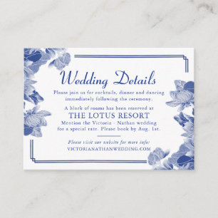 Floral Wedding Details Blue & White Chinoiserie Informatiekaartje