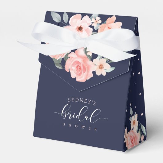 Floral Wedding Dress Navy Vrijgezellenfeest Favor Bedankdoosjes (Voorkant Zijde)