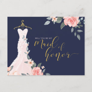 Floral Wedding Dress word je gek van eer. Uitnodiging Briefkaart