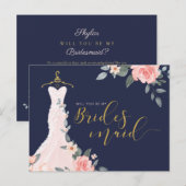 Floral Wedding Dress zal je een Bridesmaid zijn Uitnodiging Briefkaart (Voorkant / Achterkant)