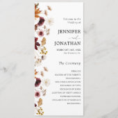 Floral Wedding Flat Programme van de Herfst Burgun Programma (Voorkant)