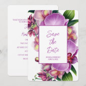 Floral Wedding Flat Save the Date Uitnodigingen (Voorkant / Achterkant)