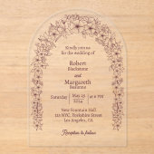 Floral Wedding Gate Arch Wedding Acryl Uitnodigingen (Voorkant)