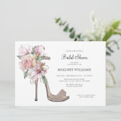 Floral Wedding Heels Bridal Shower Kaart (Staand voorkant)