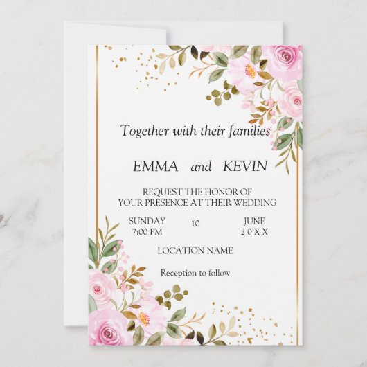 Floral wedding invitation (Devant)
