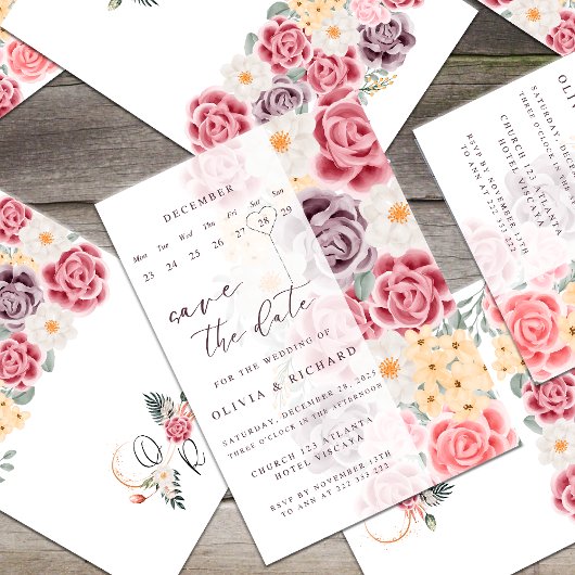 Floral wedding invitation combines romantic elegan