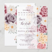 Floral wedding invitation combines romantic elegan (Devant / Derrière)