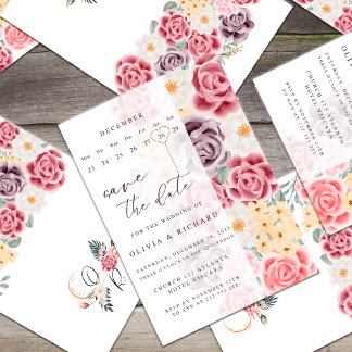 Floral wedding invitation combines romantic elegan kaart