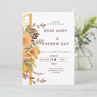 Floral Wedding Invitation, Digital Invitation Kaar Kaart