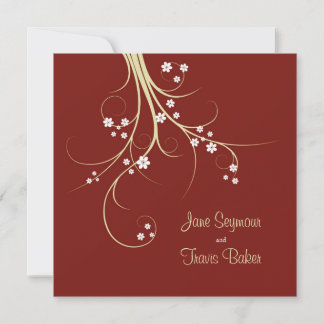 Floral Wedding Invitation - Elegant & Simple Kaart