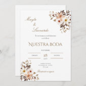  Floral wedding invitation in Spanish (Devant / Derrière)