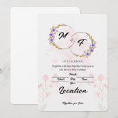 Floral Wedding Invitation Kaart (Voorkant / Achterkant)