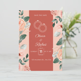 Floral wedding invitation kaart