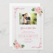 Floral Wedding Invitation Kaart (Voorkant / Achterkant)