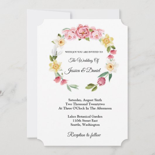 Floral Wedding Invitation Kaart (Voorkant)