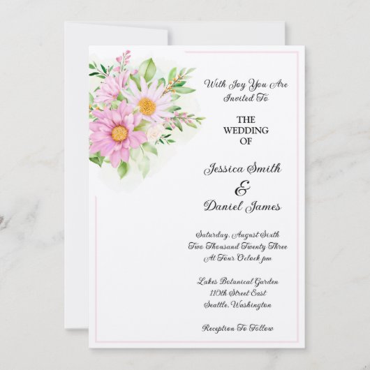 Floral Wedding Invitation Kaart (Voorkant)