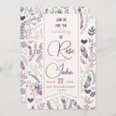 Floral Wedding Invitation Kaart (Voorkant / Achterkant)
