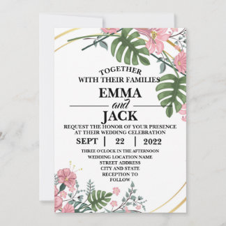 Floral Wedding Invitation Kaart