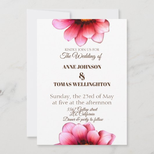 Floral Wedding Invitation Kaart (Voorkant)