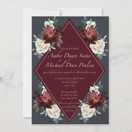 Floral Wedding Invitation Kaart (Voorkant)