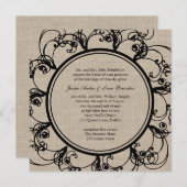 Floral Wedding Invitation on burlap Kaart (Voorkant / Achterkant)