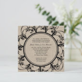 Floral Wedding Invitation on burlap Kaart (Staand voorkant)