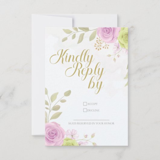 Floral Wedding Invitation RSVP Card Bedankkaart (Voorkant)