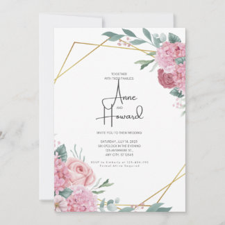 Floral Wedding Invitation Sjabloon, Eenvoudig lega Kaart