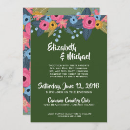 Floral Wedding Invitation Sjabloon Kaart