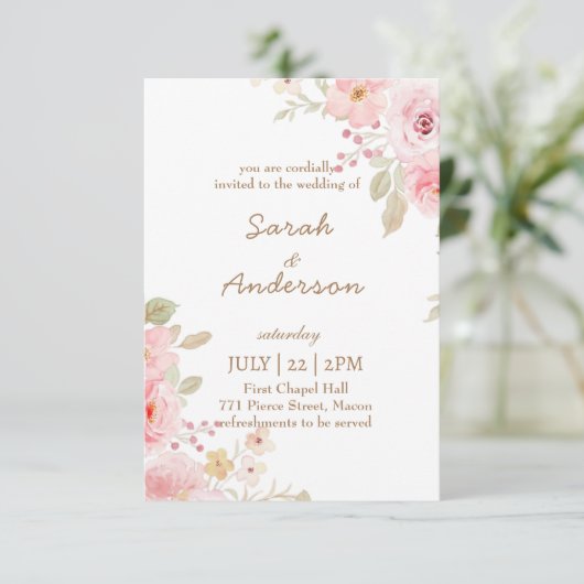 Floral Wedding Invitation Template Wedding (Debout devant)