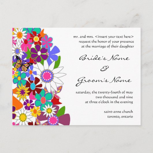 Floral Wedding Invitation Uitnodiging Briefkaart (Voorkant)