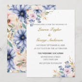 Floral wedding invitation, wedding invite kaart (Voorkant / Achterkant)
