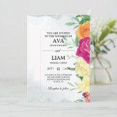 Floral Wedding Invitation with Modern Framed Text (Debout devant)