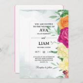 Floral Wedding Invitation with Modern Framed Text (Devant / Derrière)