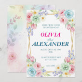 Floral Wedding Invitations Colorful Spring (Devant / Derrière)