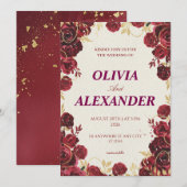 Floral Wedding Invitations Dark Luxury (Devant / Derrière)