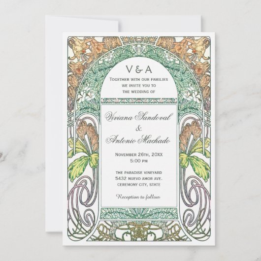 Floral Wedding Invitations IV (Colors) Kaart (Voorkant)