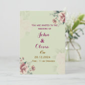 Floral Wedding Invitations  Kaart (Staand voorkant)