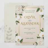 Floral Wedding Invitations Luxurious White (Devant / Derrière)