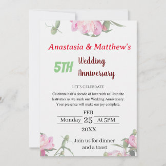 Floral Wedding Jubileum Uitnodiging