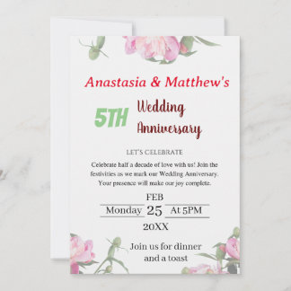 Floral Wedding Jubileum Uitnodiging