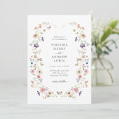  Floral Wedding Kaart (Staand voorkant)