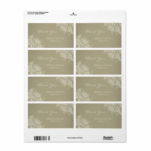  Floral Wedding Labels (Full Sheet)