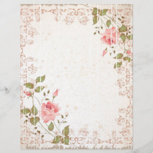 Floral Wedding Letterhead, Roos paper, bruiloft